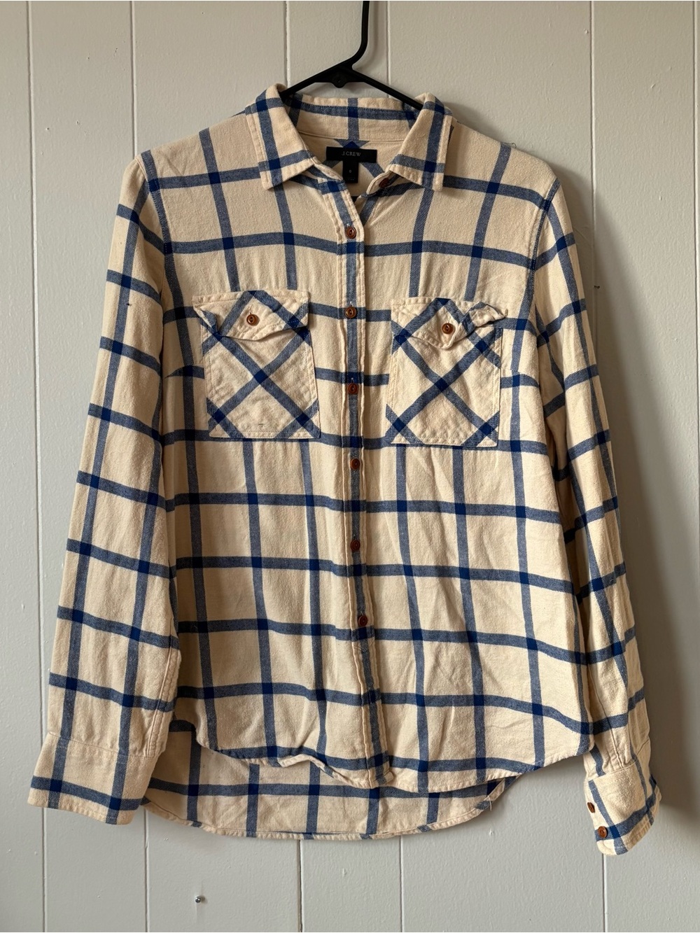 J.Crew Upcycled Butterfly Patch Flannel Shirt - Picture 3 of 11
